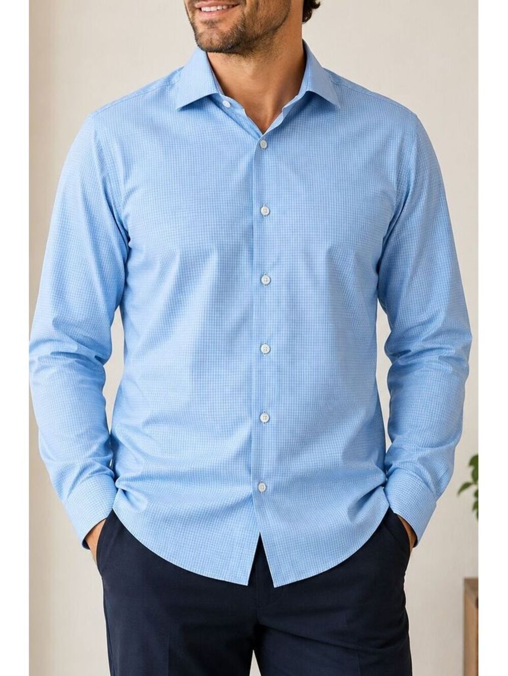 Calvin Klein Steel+ Slim Fit Stretch Non-Iron Men's Dress Shirt, Medium 15 34/35 - Picture 1 of 8